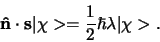 \begin{displaymath}
{\bf\hat n} \cdot {\bf s} \vert \chi >
= {1 \over 2} \hbar \lambda \vert \chi > .
\end{displaymath}