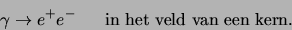 \begin{displaymath}
\gamma \rightarrow e^+e^- {\rm in het veld van een kern}.
\end{displaymath}